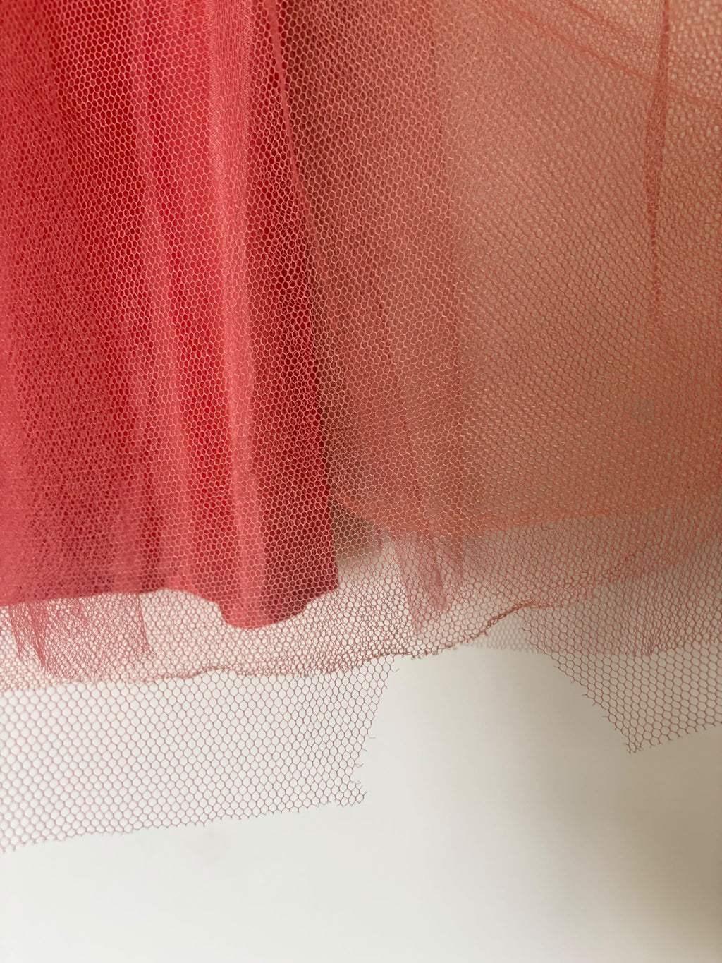 1950s Handmade Coral Tulle Silk Satin Dress