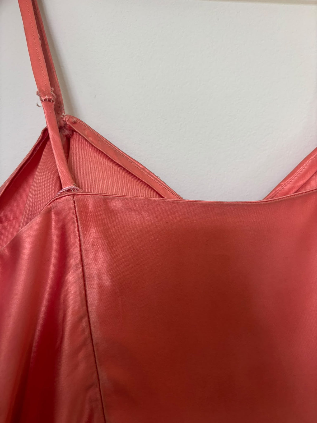 1950s Handmade Coral Tulle Silk Satin Dress