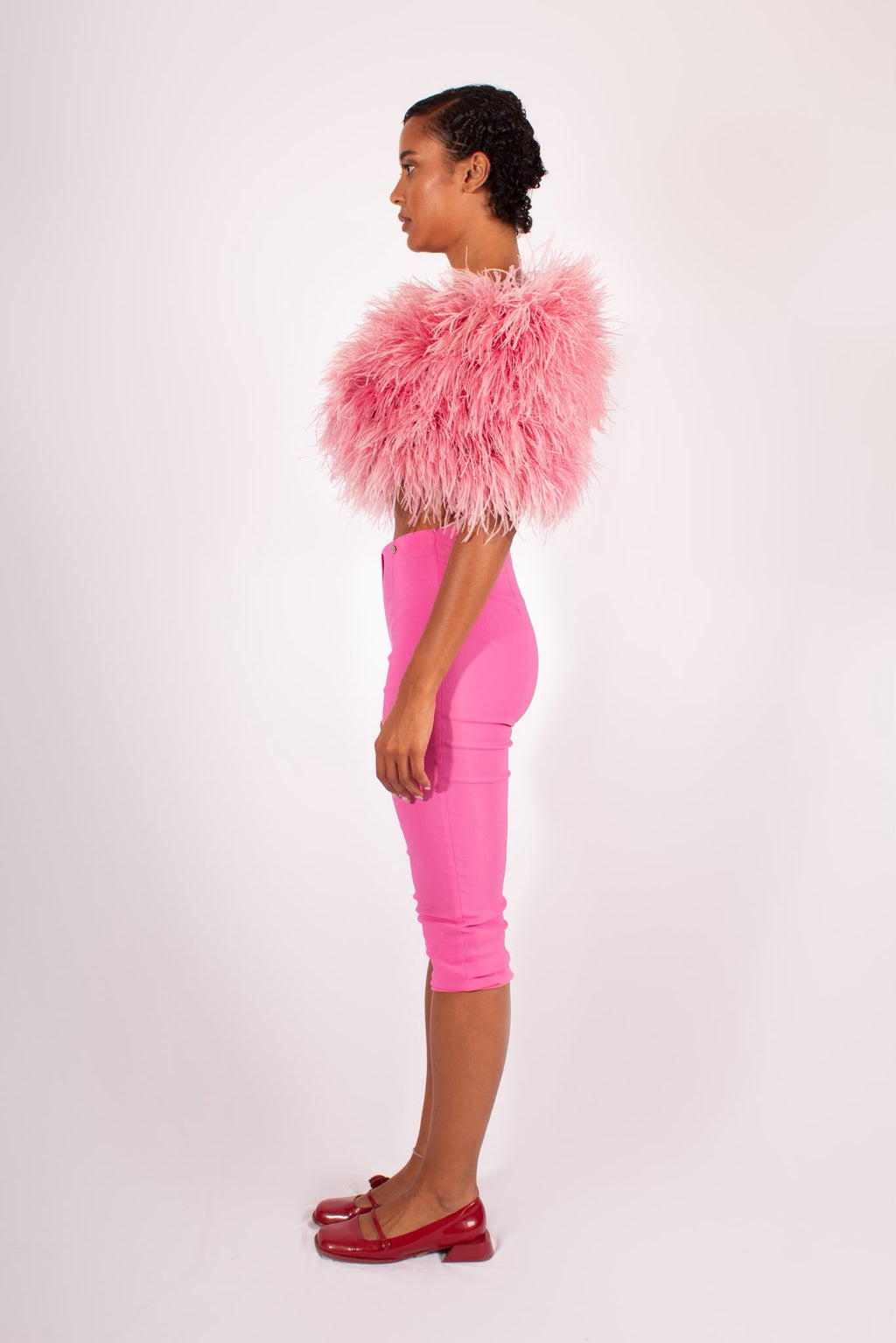 Pink Ostrich Feather Capelet