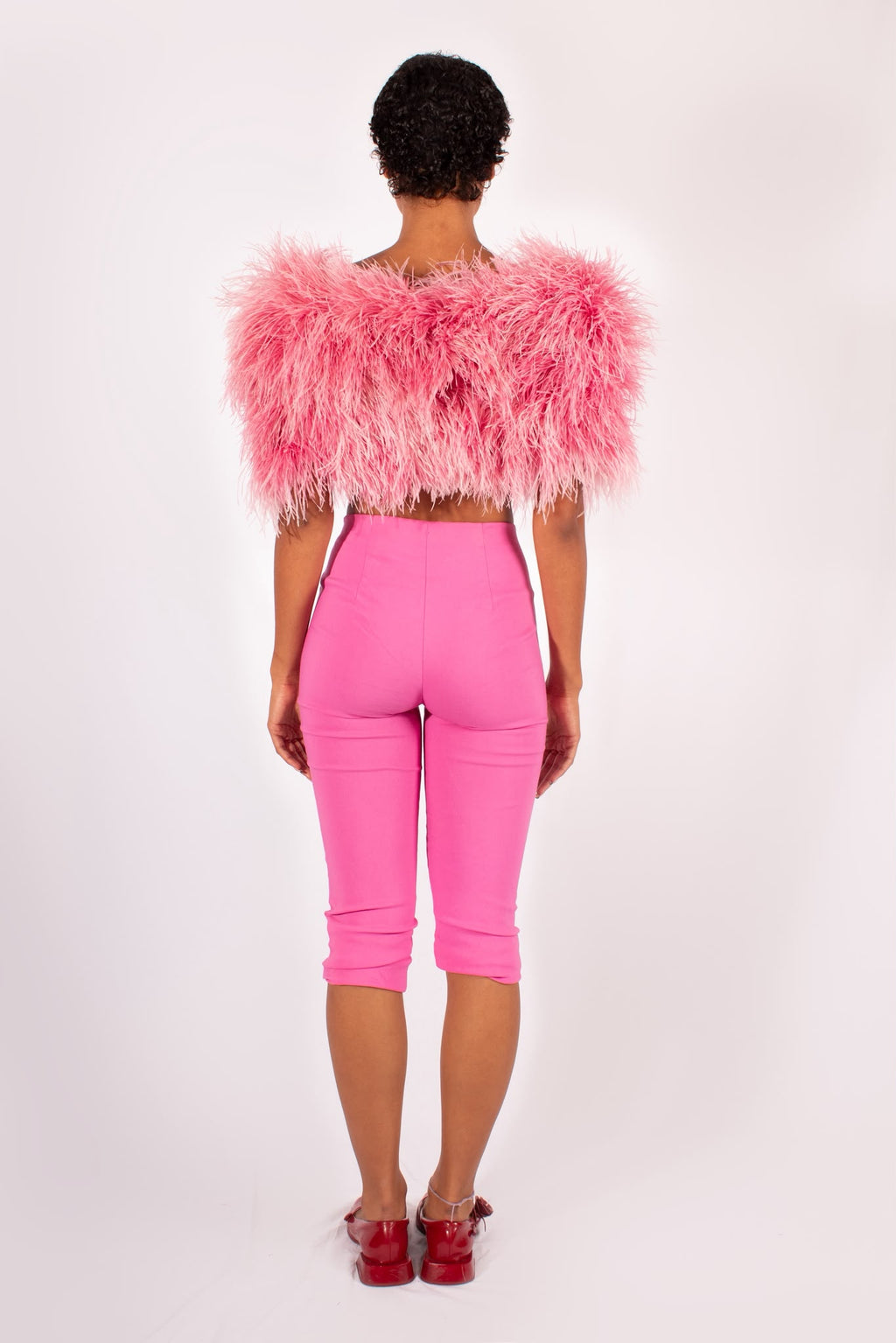 Pink Ostrich Feather Capelet