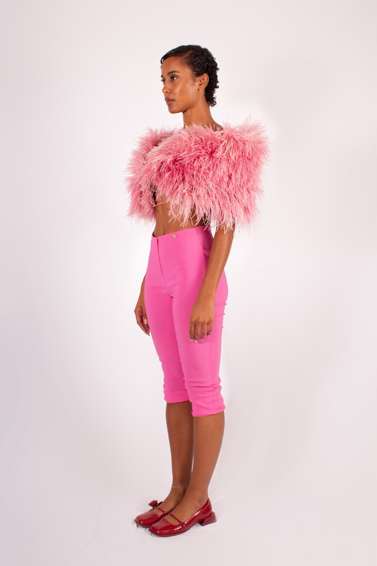 Pink Ostrich Feather Capelet