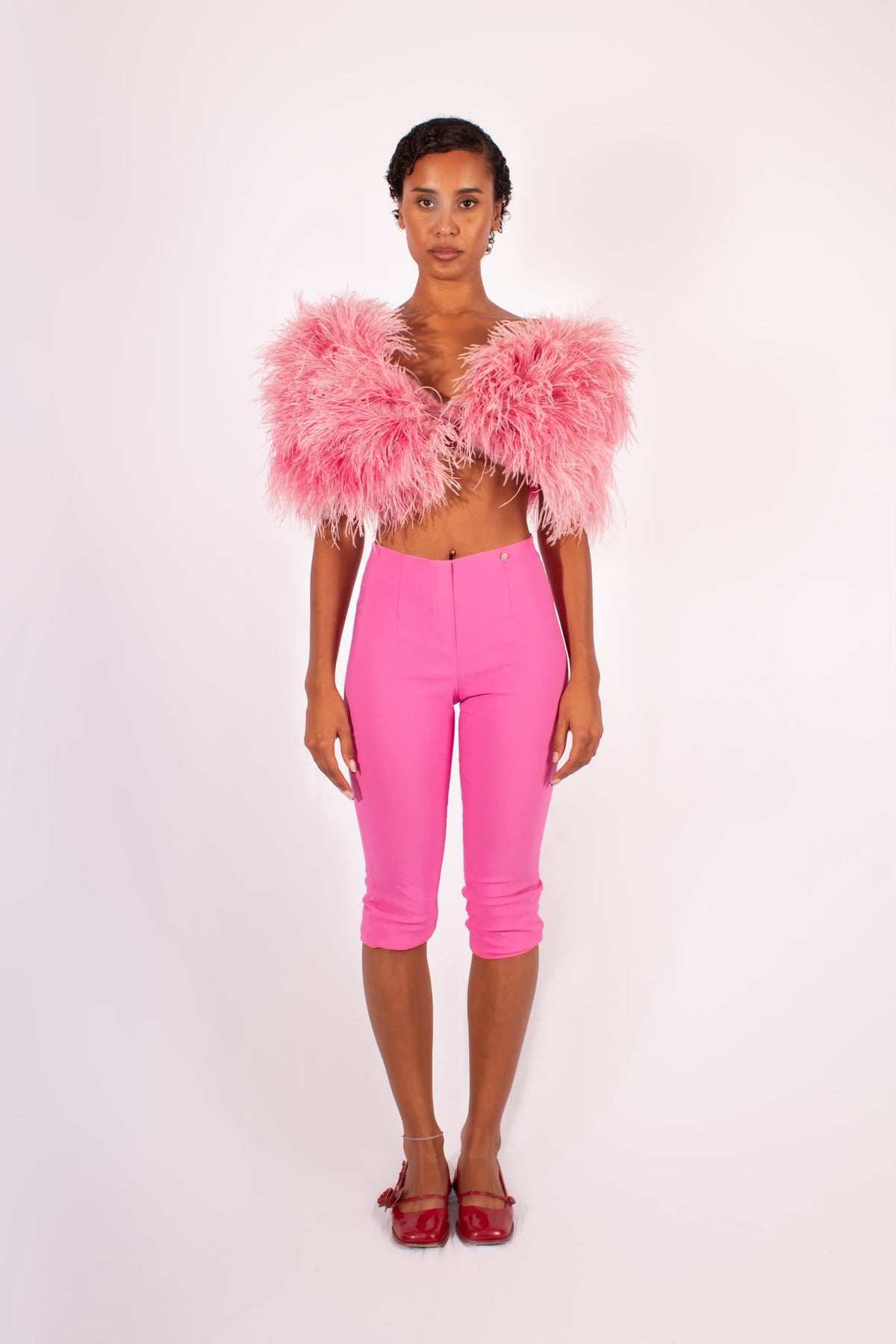 Pink Ostrich Feather Capelet