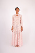1970s Blush Pink Lace Maxi Dress