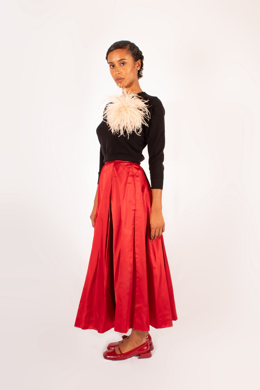 Laura Ashley Red Satin Skirt