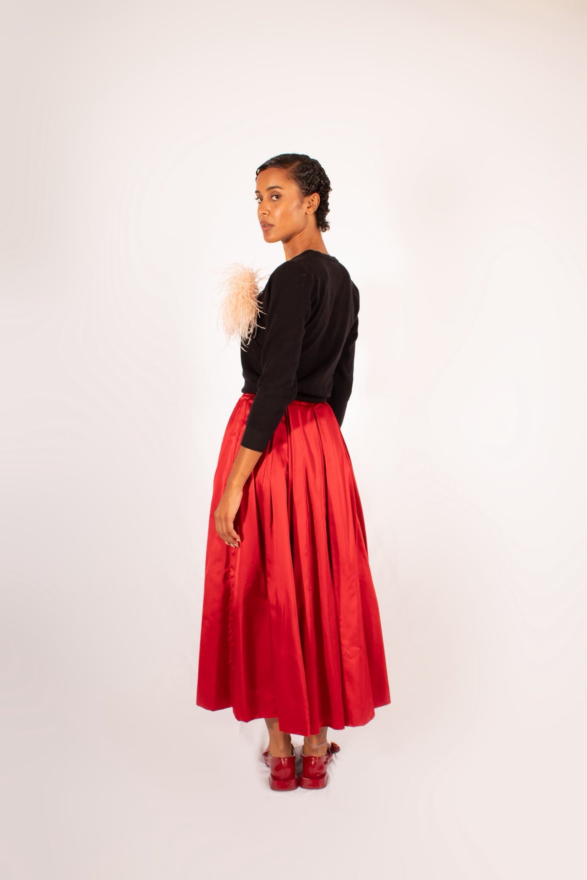 Laura Ashley Red Satin Skirt