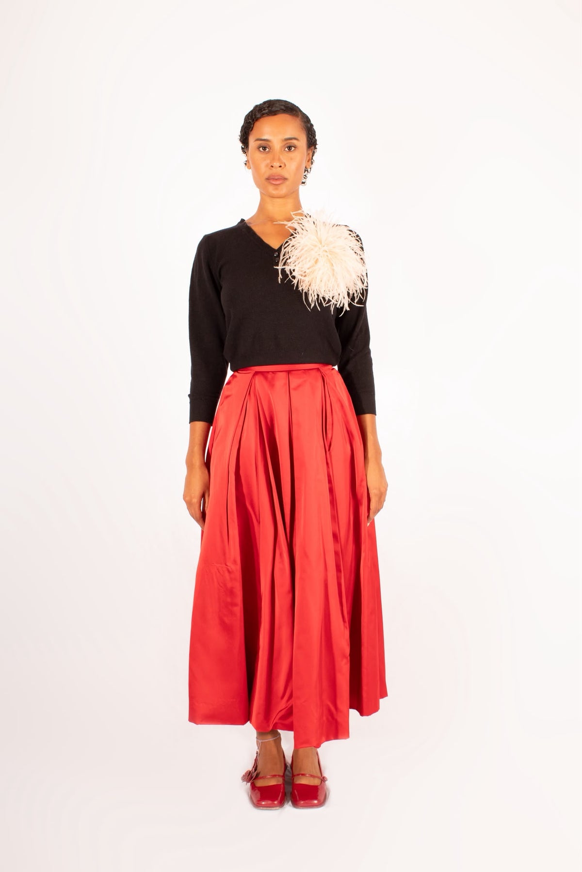 Laura Ashley Red Satin Skirt