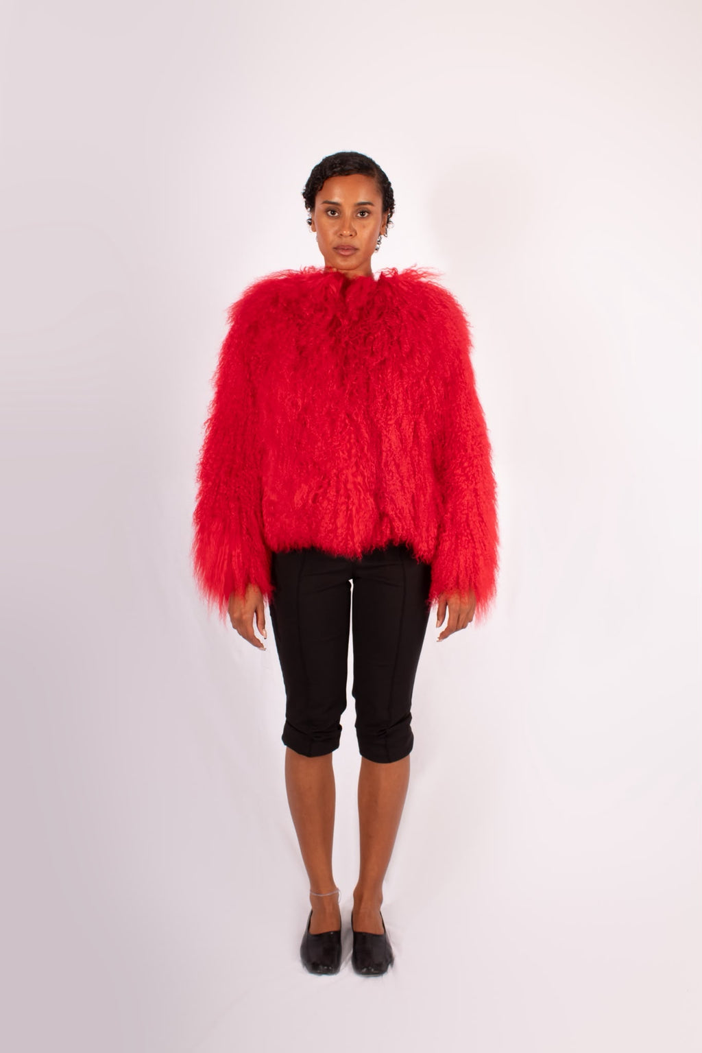 Red Mongolian Fur Jacket