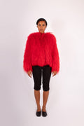 Red Mongolian Fur Jacket