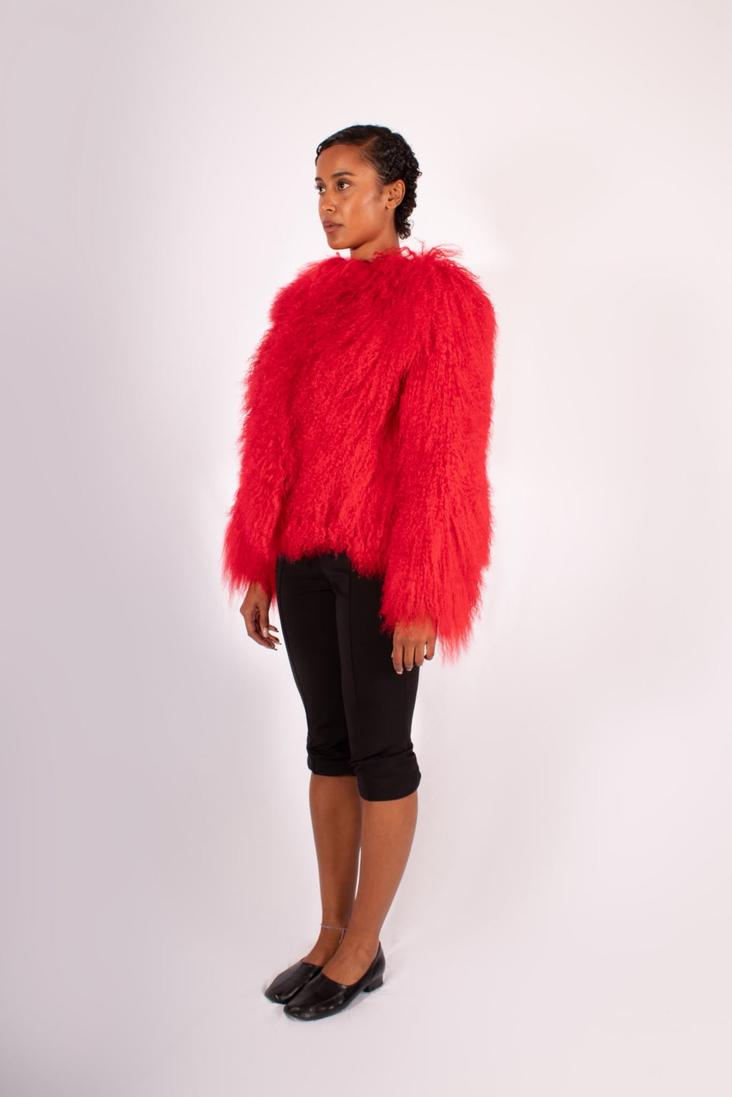 Red Mongolian Fur Jacket
