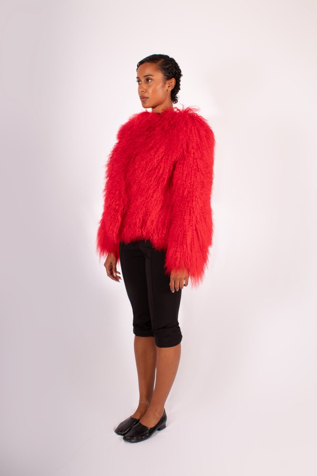 Red Mongolian Fur Jacket