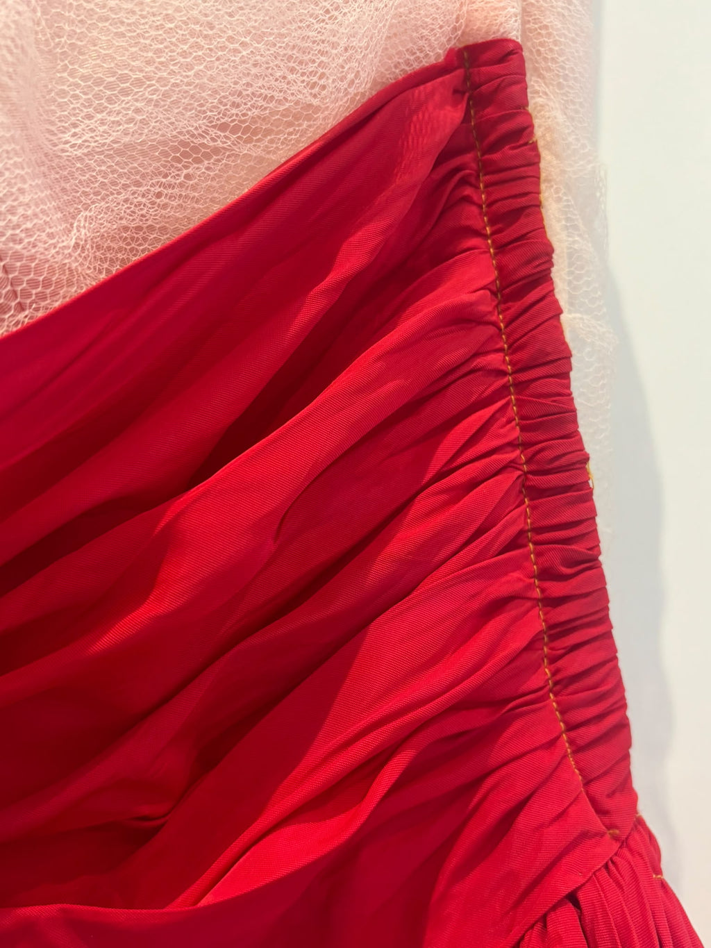 1950s Blush Tulle Gown With Taffeta Sash