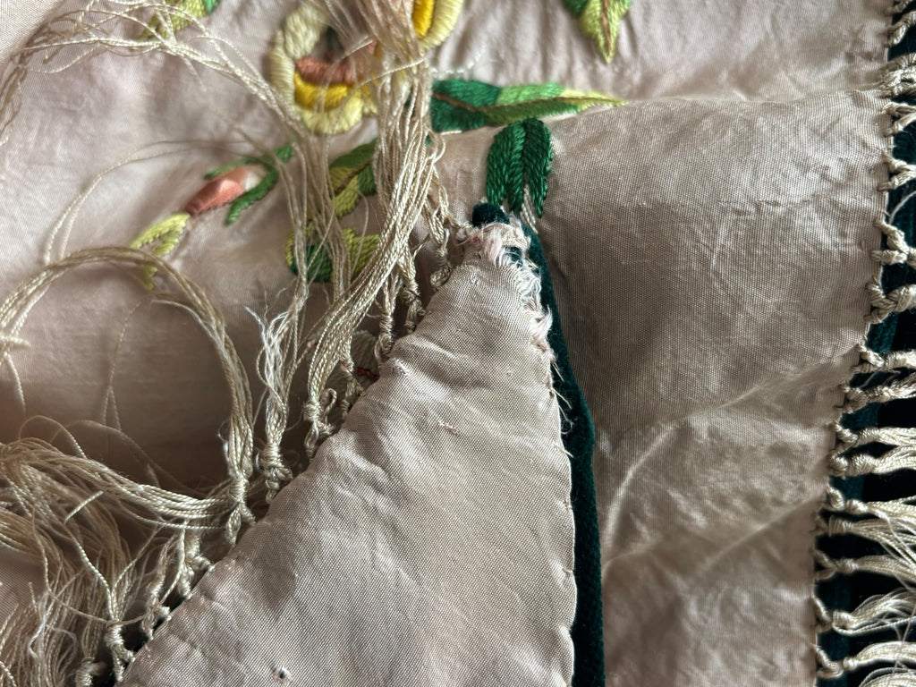 Antique Edwardian Embroidered Shawl