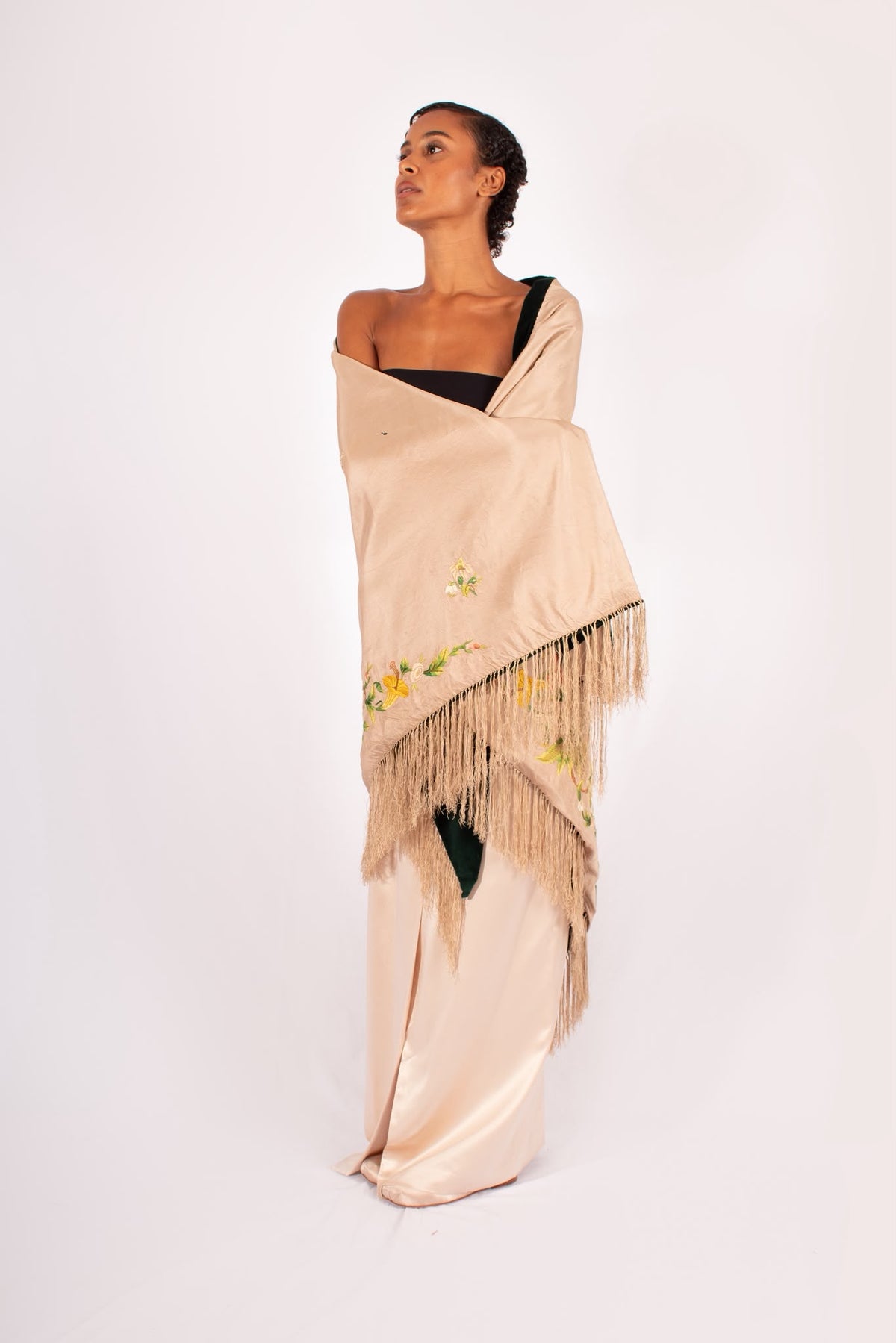 Antique Edwardian Embroidered Shawl
