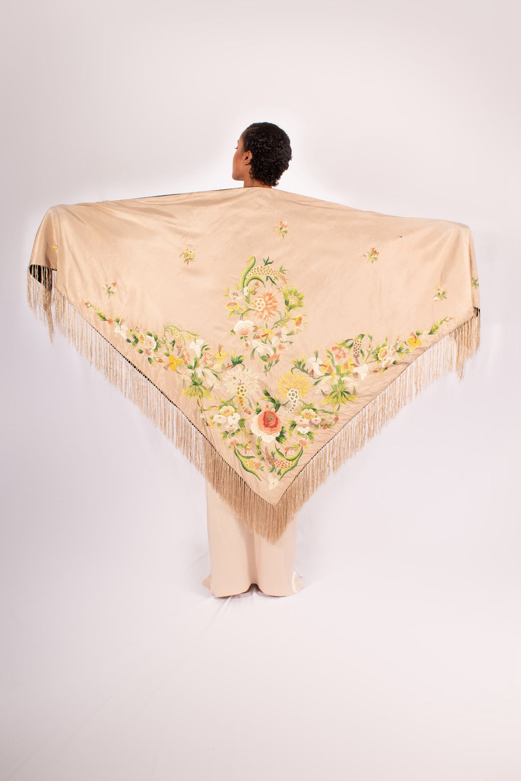 Antique Edwardian Embroidered Shawl