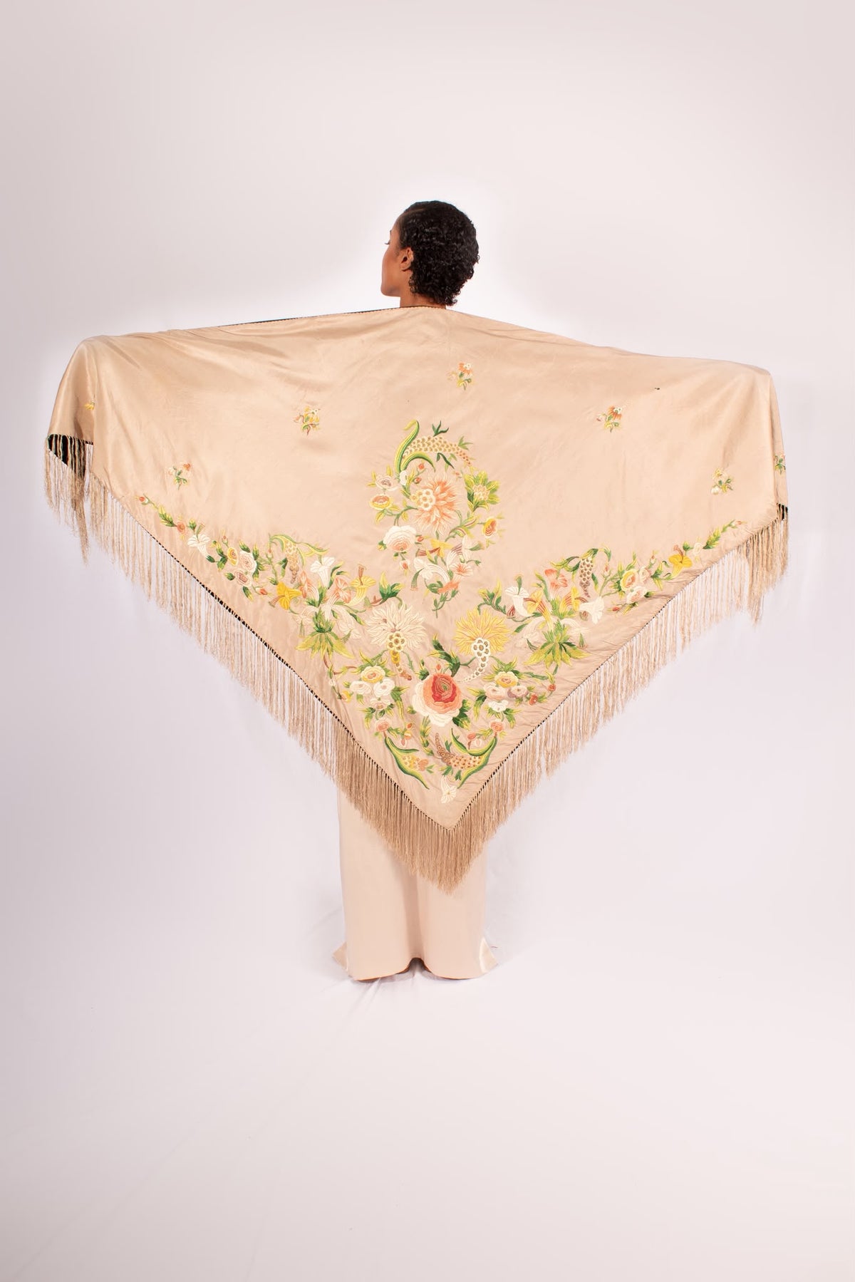 Antique Edwardian Embroidered Shawl