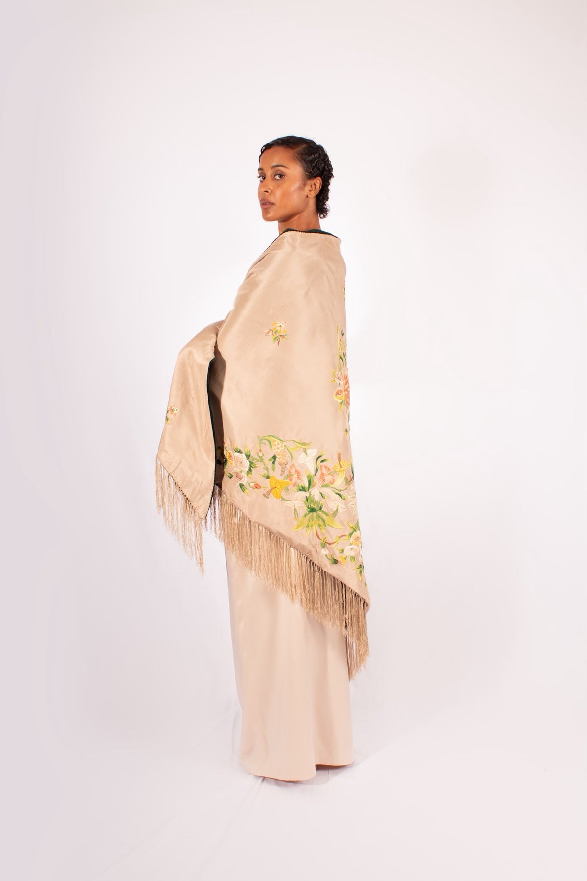 Antique Edwardian Embroidered Shawl