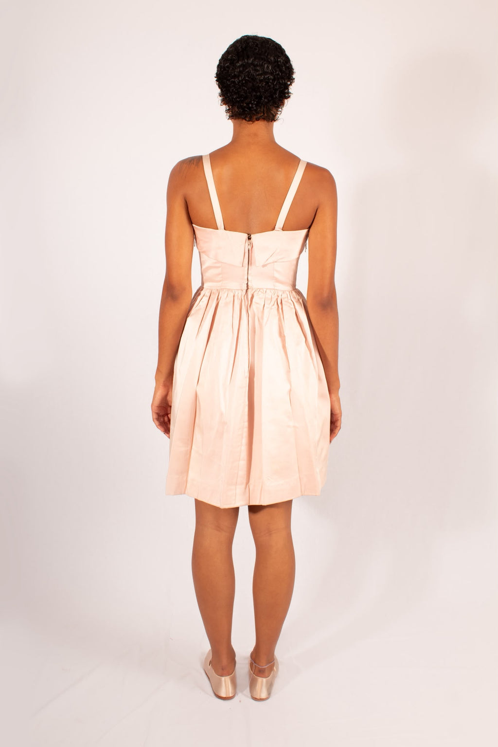 1950s Hand Beaded Silk Tulip Dress