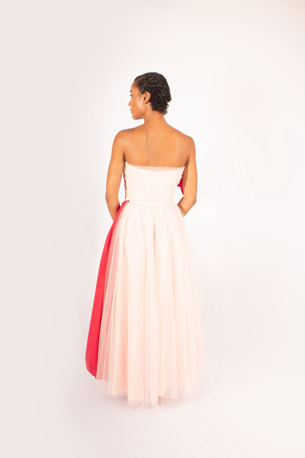 1950s Blush Tulle Gown With Taffeta Sash