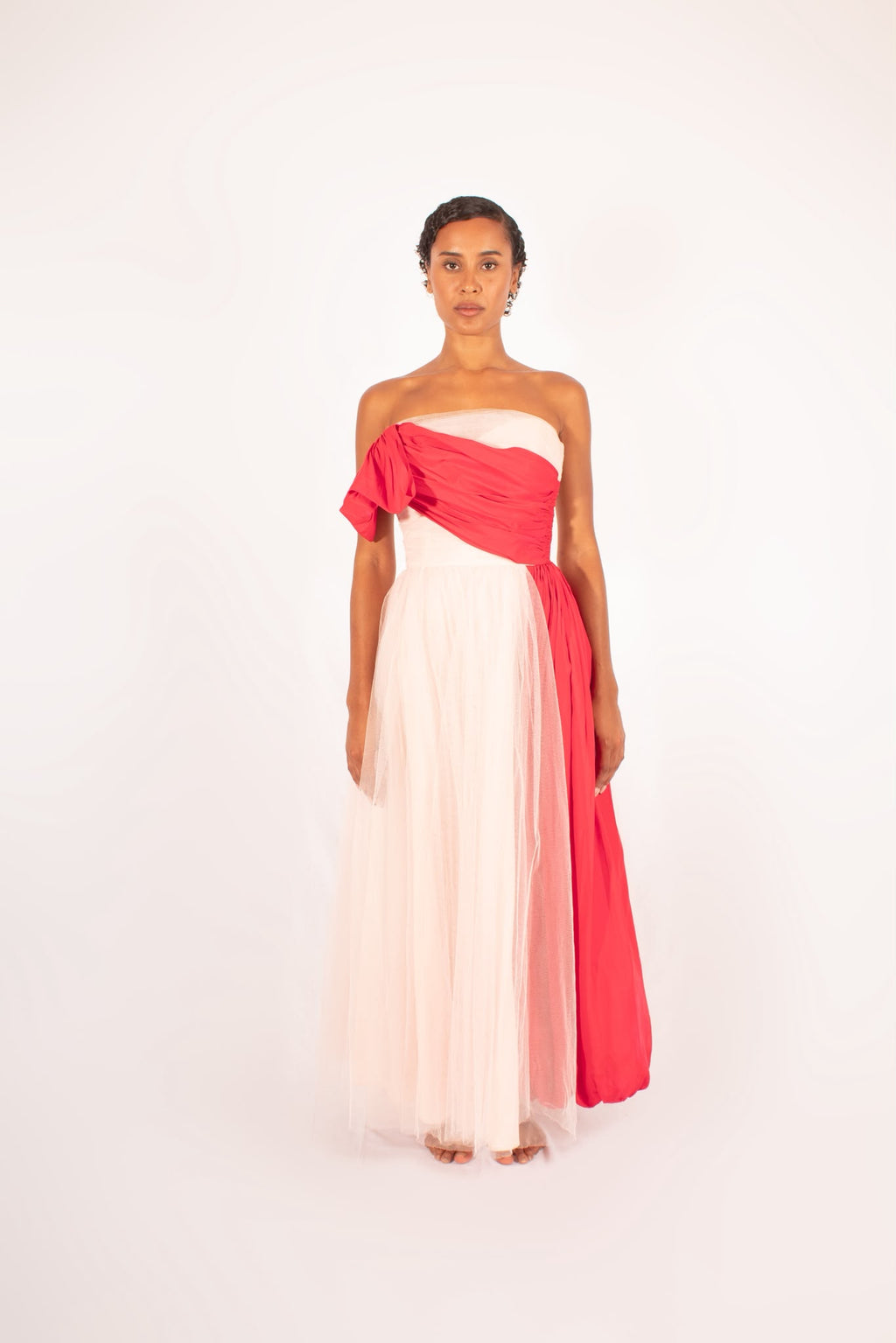 1950s Blush Tulle Gown With Taffeta Sash