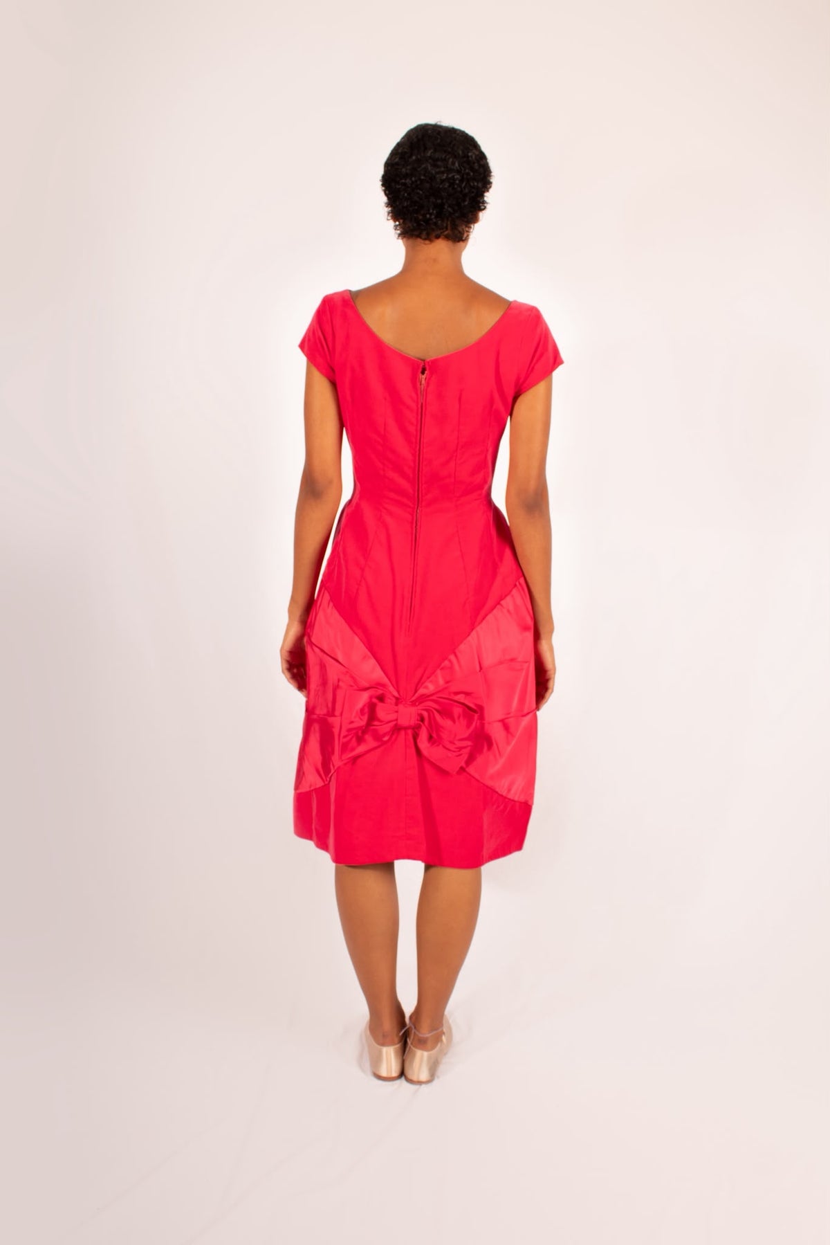 1950s Fuchsia Pink Velvet Dress