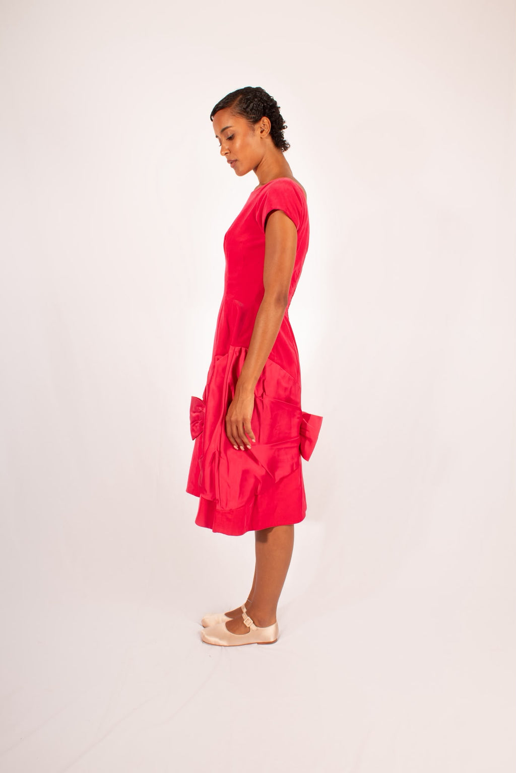 1950s Fuchsia Pink Velvet Dress