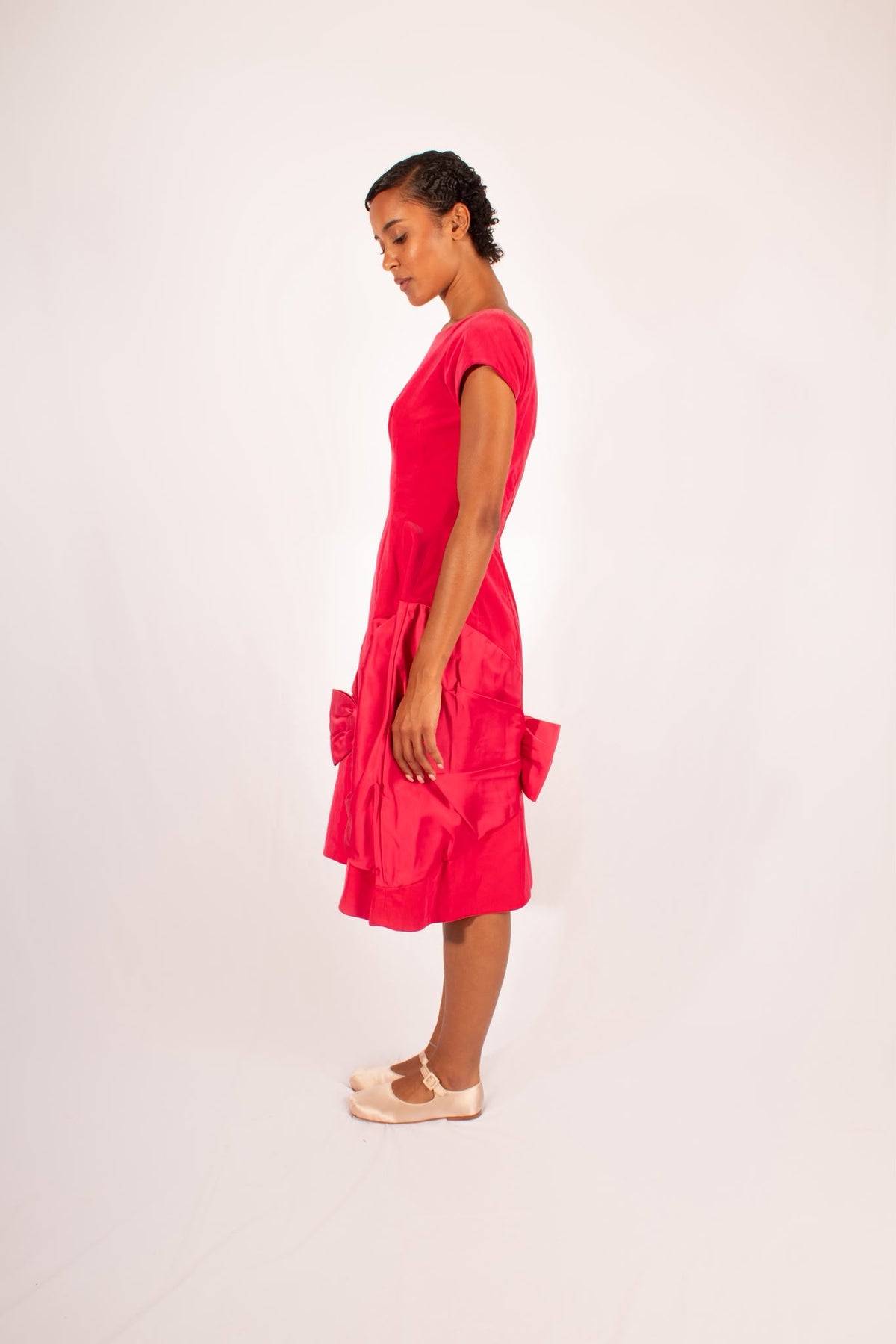 1950s Fuchsia Pink Velvet Dress