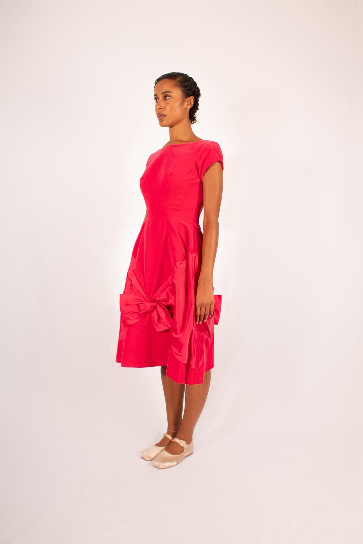 1950s Fuchsia Pink Velvet Dress