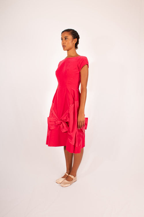 1950s Fuchsia Pink Velvet Dress