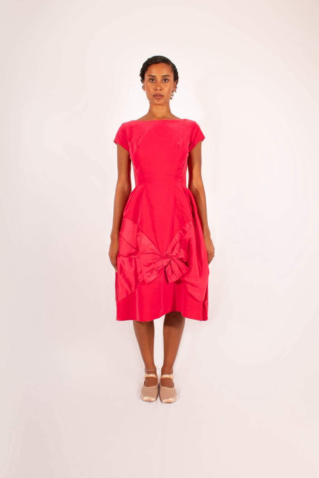 1950s Fuchsia Pink Velvet Dress