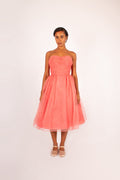 1950s Watermelon Pink Hoop Skirt Dress